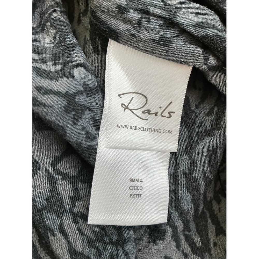 Rails Grey Black Abstract Animal Print Tiered Midi Shirt Dress Small - Picture 8 of 11
